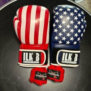 Red White and Blue with Stars and Stripes! I love kickboxing gloves 16 oz